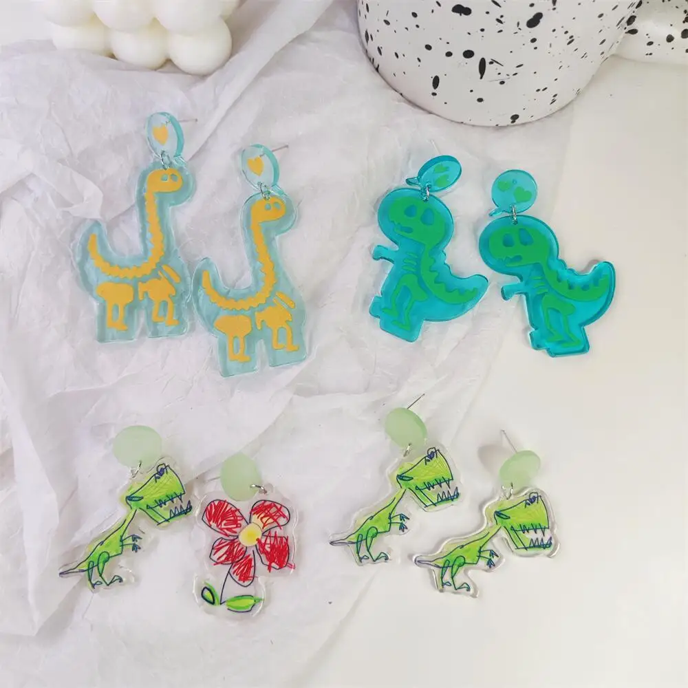Cute Tyrannosaurus Dinosaur Acrylic Transparent Stud Earrings for Women Green Flower Doodle Cartoon Design Earrings Gift Jewelry
Cute Tyrannosaurus Dinosaur Acrylic Transparent Stud Earrings for Women Green Flower Doodle Cartoon Design Earrings Gift Jewelry