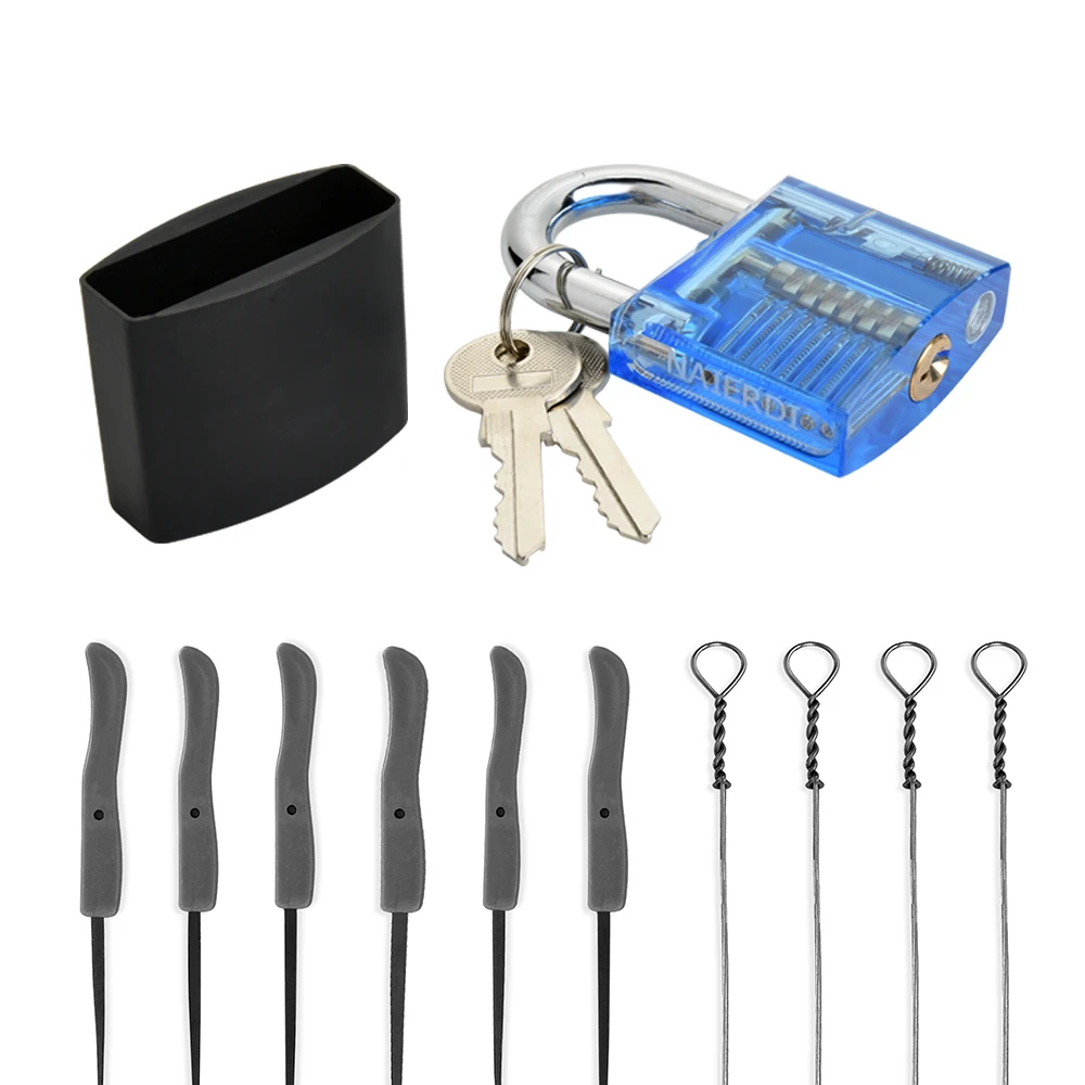 

Transparent Visible Pick Cutaway Practice Padlock With Broken Key Removing Hooks Lock Kit Extractor Set Locksmith Tool