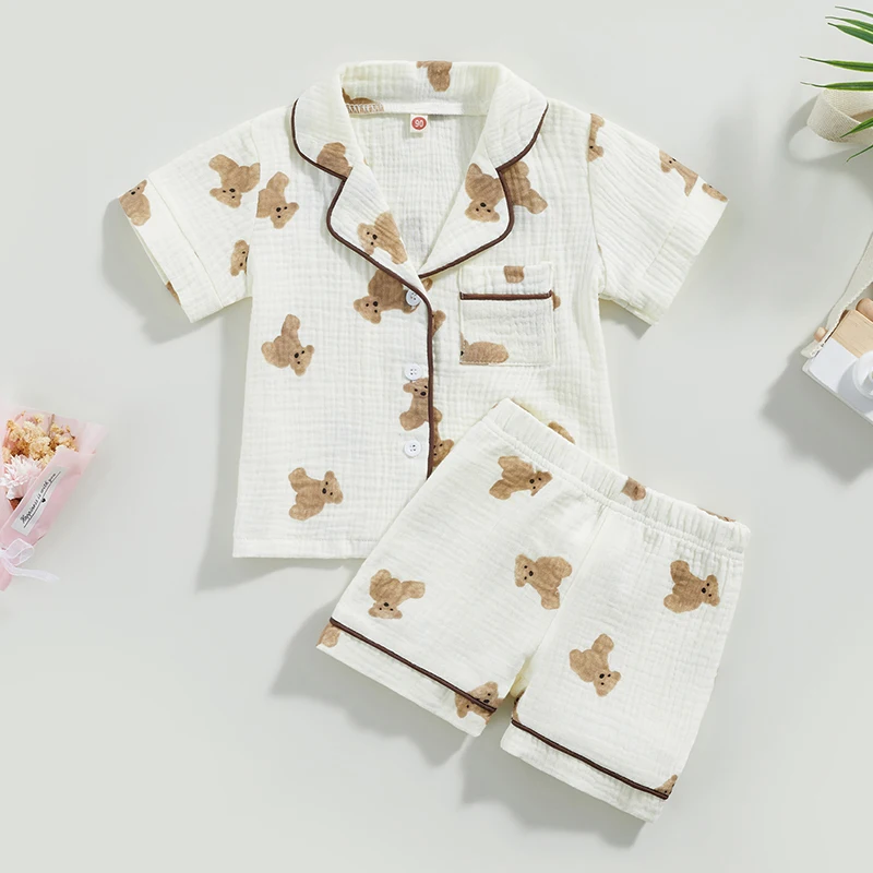 Suit Short Casual Kid Toddler Bear Years Pocket Unisex Baby Shorts 1-6 Tops+ Front Cartoon Pajama Sleeve Lapel Print
Suit Short Casual Kid Toddler Bear Years Pocket Unisex Baby Shorts 1-6 Tops+ Front Cartoon Pajama Sleeve Lapel Print