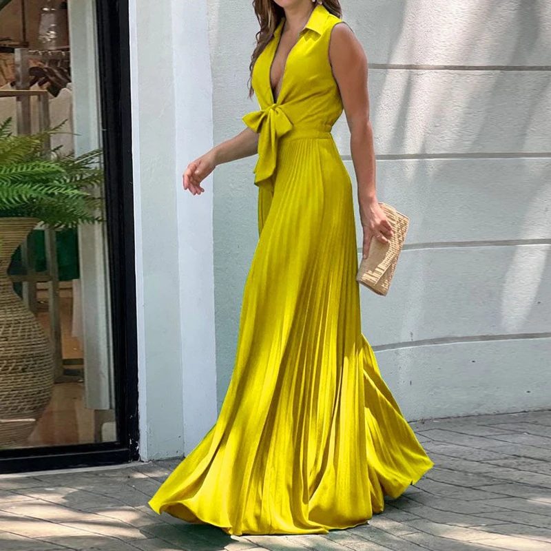 Women Elegant Sleeveless Wide Leg Pants Romper Sexy Deep V Neck Bow Lace-up Solid Overalls Fashion High Waist Pleated Jumpsuits
Women Elegant Sleeveless Wide Leg Pants Romper Sexy Deep V Neck Bow Lace-up Solid Overalls Fashion High Waist Pleated Jumpsuits