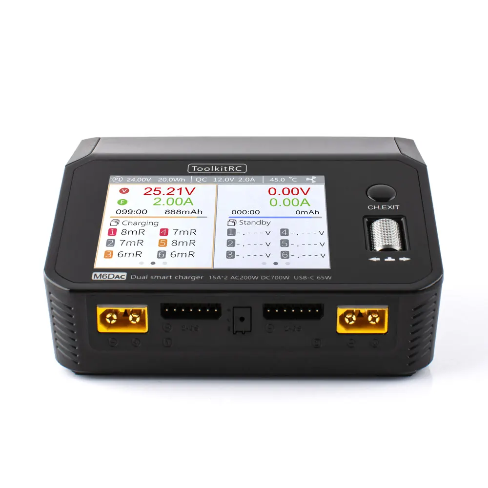 ToolkitRC M6DAC Dual Channel AC 200W DC 350WX2 Smart Lipo Battery Charger Discharger for 1-6S LiHV Lipo Battery PD 65W
ToolkitRC M6DAC Dual Channel AC 200W DC 350WX2 Smart Lipo Battery Charger Discharger for 1-6S LiHV Lipo Battery PD 65W