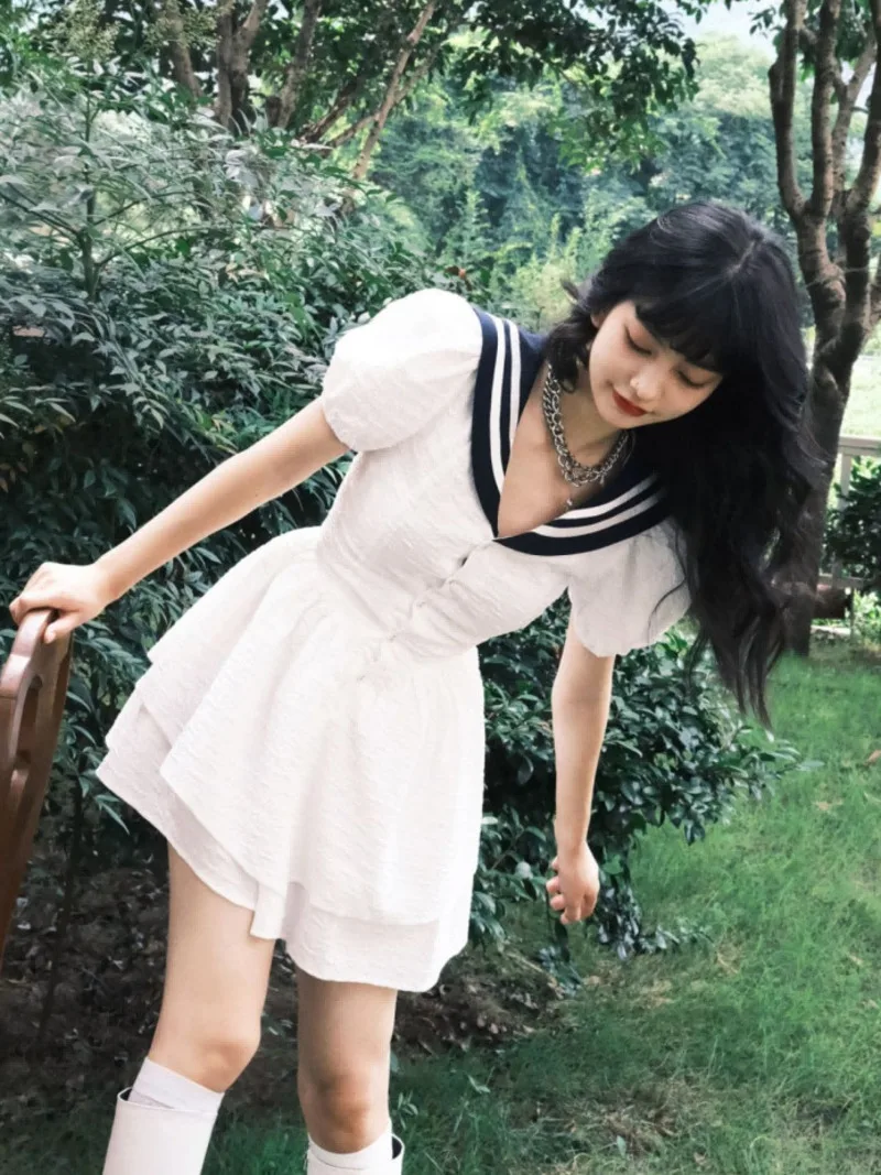 Sailor JK Uniform Navy Collar High Waist Bodycon Mini Dress Elegant Women Sundress Summer Bubble Sleeve Tunic Dresses Female
Sailor JK Uniform Navy Collar High Waist Bodycon Mini Dress Elegant Women Sundress Summer Bubble Sleeve Tunic Dresses Female