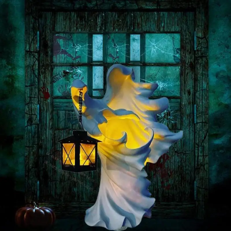 Statue Resin Ghost Sculpture Witch Holding Lantern Ornament Hell Messenger Scary Crafts Light Art For Home Decor
Statue Resin Ghost Sculpture Witch Holding Lantern Ornament Hell Messenger Scary Crafts Light Art For Home Decor