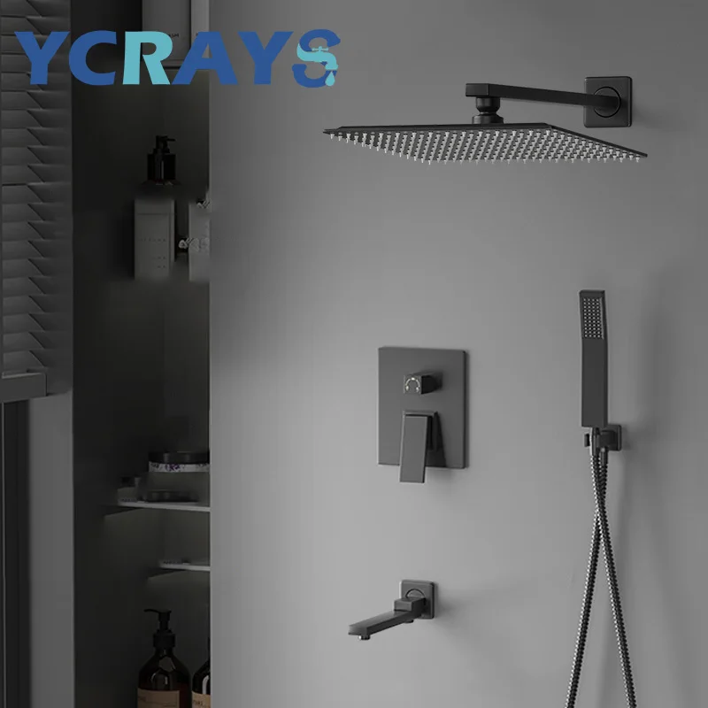 YCRAYS Black Gold Wall Mounted Brass Top Shower Head Faucet Sets Hot Cold Mixer Rainfall Bathtub Tap For Bathroom Accessories
YCRAYS Black Gold Wall Mounted Brass Top Shower Head Faucet Sets Hot Cold Mixer Rainfall Bathtub Tap For Bathroom Accessories