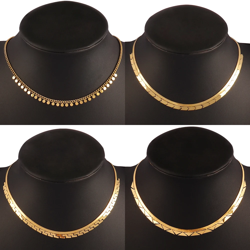 Snake Chain Stainless Steel Necklace Herringbone Choker Collar Blade Necklace for Women Gold Jewelry Clavicle Necklace Collares
Snake Chain Stainless Steel Necklace Herringbone Choker Collar Blade Necklace for Women Gold Jewelry Clavicle Necklace Collares