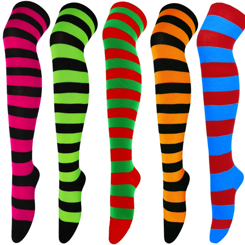 

Fashion Striped Long Socks Women Thigh High Over Knee Stocking Kawaii Cotton Knit Tall Leg Warmers Anime Cosplay Sock Lady Gifts