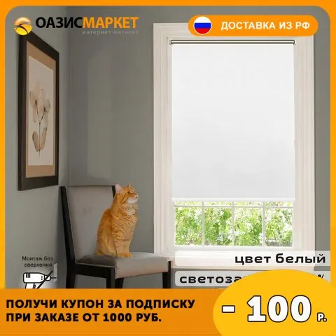 Штора рулонная светонепроницаемая (Блэкаут) BRABIX 100х175 см кремовый/серебро 606016 |
