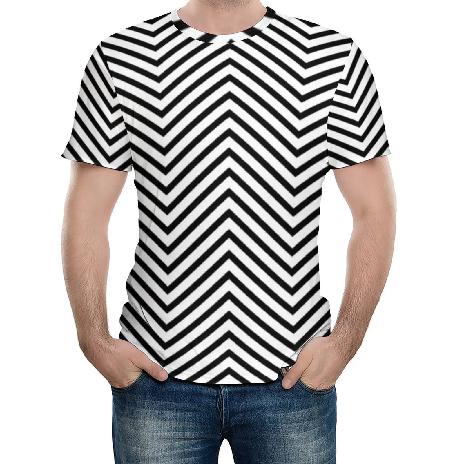 

Black Nordic Lines T-Shirt Minimal Zig Zag Hippie T-Shirts Man Streetwear Tshirt Original Short-Sleeve Pattern Clothing Big Size