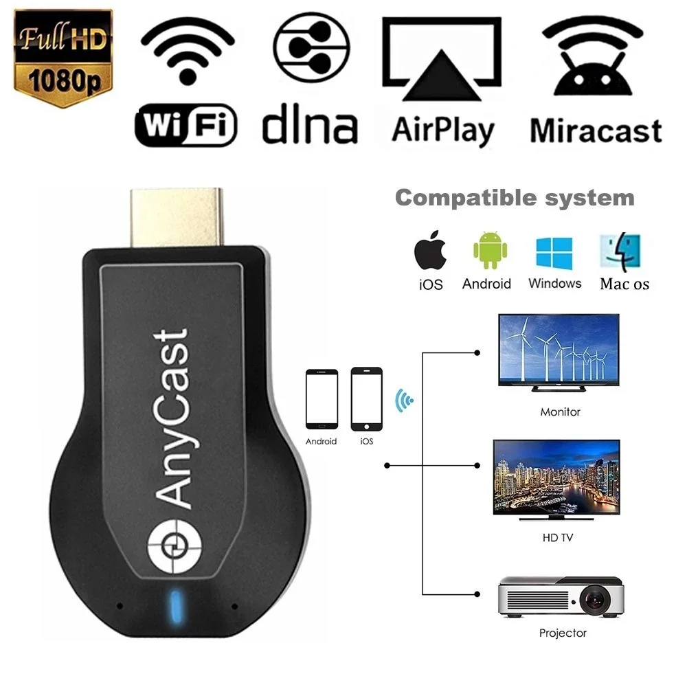 ТВ-флешка Anycast M2 Plus, Wifi-приемник для DLNA, Miracast, Airplay, Airmirror, экран 1080P Mira, экран зеркального отображения
ТВ-флешка Anycast M2 Plus, Wifi-приемник для DLNA, Miracast, Airplay, Airmirror, экран 1080P Mira, экран зеркального отображения
