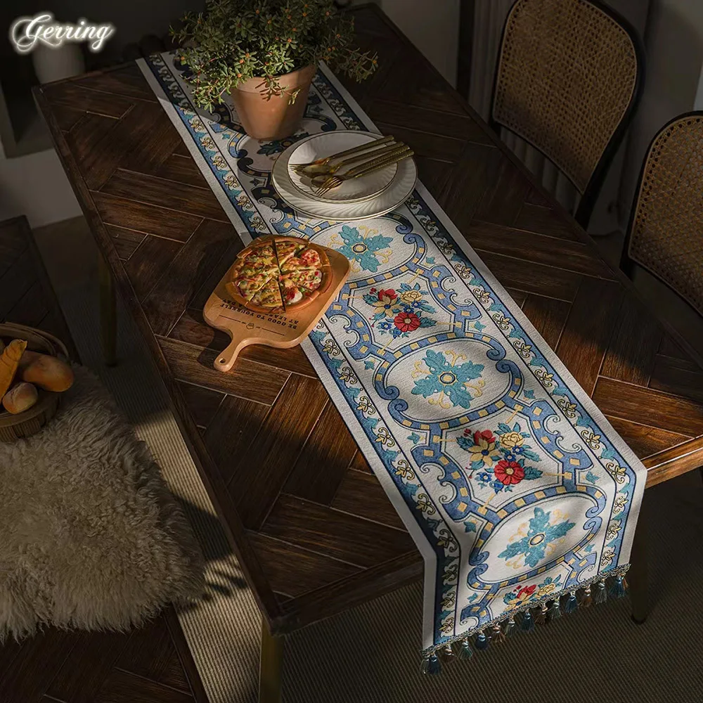 Gerring Jacquard Blue Table Runner Festival Table Cloth Coffee Table Bed Flag Christmas TV Cabinet Modern Elegant Table Runner
Gerring Jacquard Blue Table Runner Festival Table Cloth Coffee Table Bed Flag Christmas TV Cabinet Modern Elegant Table Runner