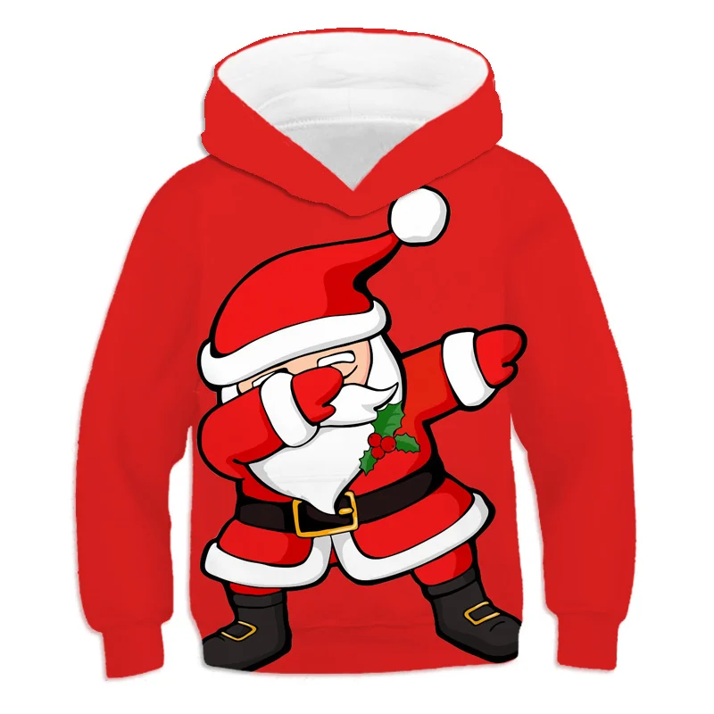 

4-14 Years Christmas Deer Sweatshirt For Girls And Boys Big Size Autumn Cartoon Snowman Christmas Kids Hoodies Children Present
