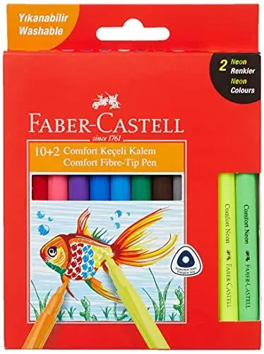 

Бренд: Faber-удобные моющиеся маркеры Castell, 10 + 2 неоновых Категория: фломастеры с войлочным наконечником