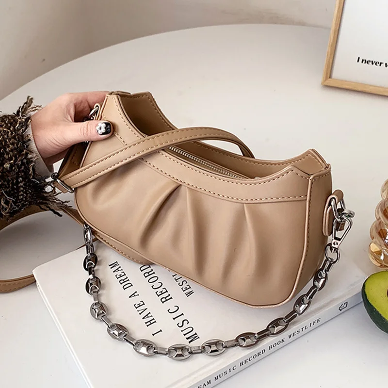 Luxury Women Chain Axillary Bags Designer Female Folds Shoulder Bags Lady PU Leather Small Crossbody Bags Khaki Yellow Handbag
Luxury Women Chain Axillary Bags Designer Female Folds Shoulder Bags Lady PU Leather Small Crossbody Bags Khaki Yellow Handbag