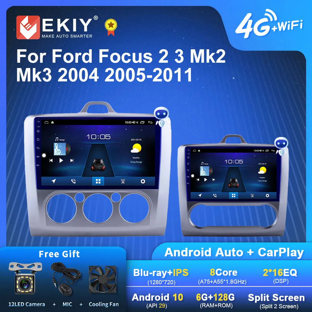 

EKIY S7T Android 10 Автомагнитола для Ford Focus 2 3 Mk2 Mk3 2004 2005-2011 мультимедийный видеоплеер Стерео GPS навигация DSP Carplay DVD