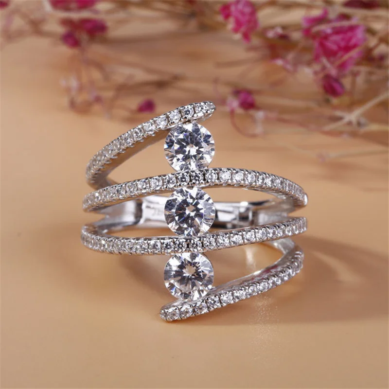 Fashion Three Round Crystal Zircon Multiple Layer Ring for Women Engagement Party Wedding Female Rings Jewelry Accessories
Fashion Three Round Crystal Zircon Multiple Layer Ring for Women Engagement Party Wedding Female Rings Jewelry Accessories
