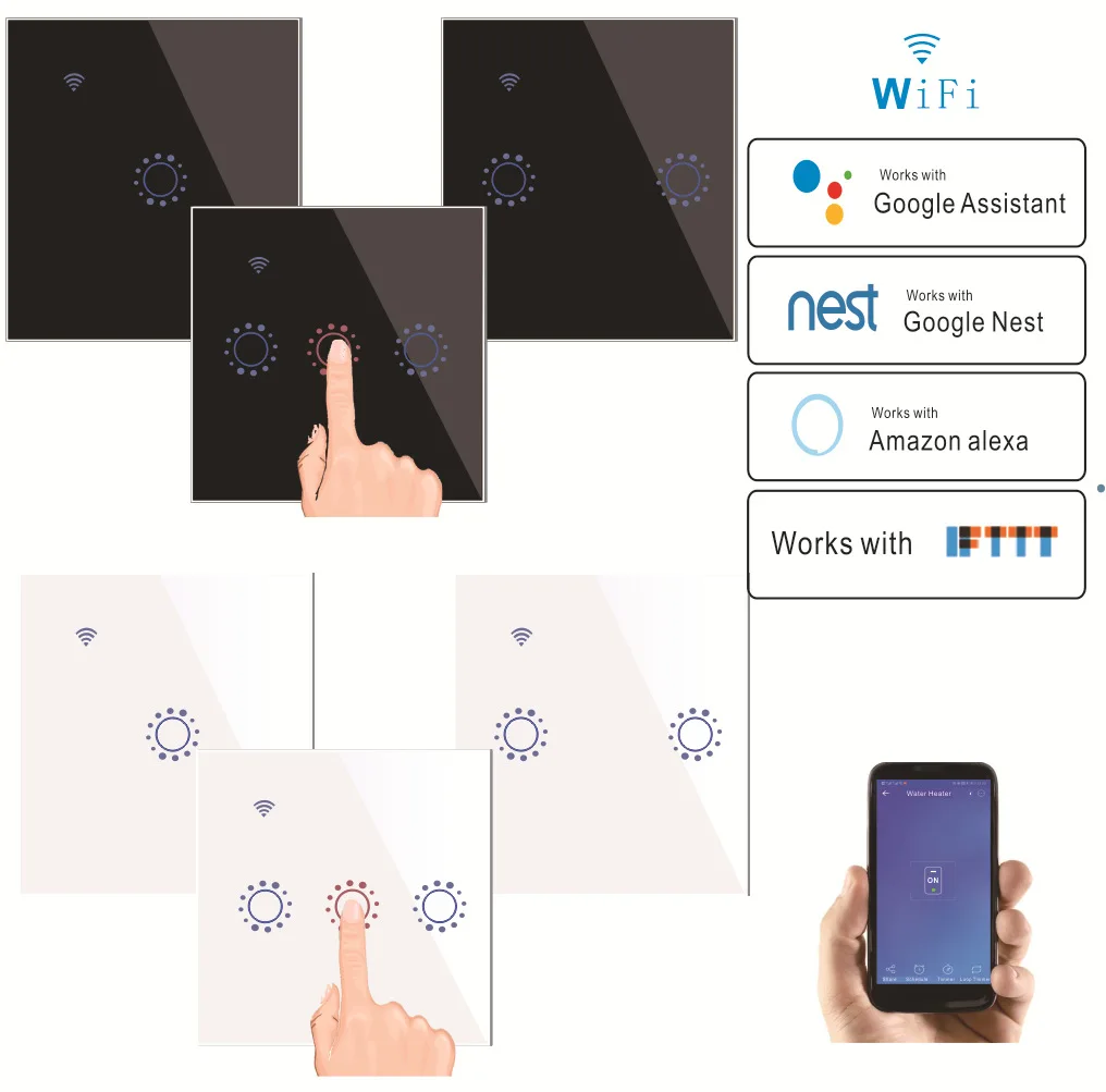 Сенсорная стеклянная панель с Wi-Fi, светильник енный выключатель с дистанционным управлением для умного дома, 2 шт.
Сенсорная стеклянная панель с Wi-Fi, светильник енный выключатель с дистанционным управлением для умного дома, 2 шт.
