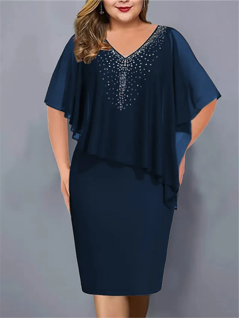 Summer New V-Neck Dress Women's Casual Chiffon Ruffle Edge Hot Diamond Bat Sleeve Dress Women
Summer New V-Neck Dress Women's Casual Chiffon Ruffle Edge Hot Diamond Bat Sleeve Dress Women