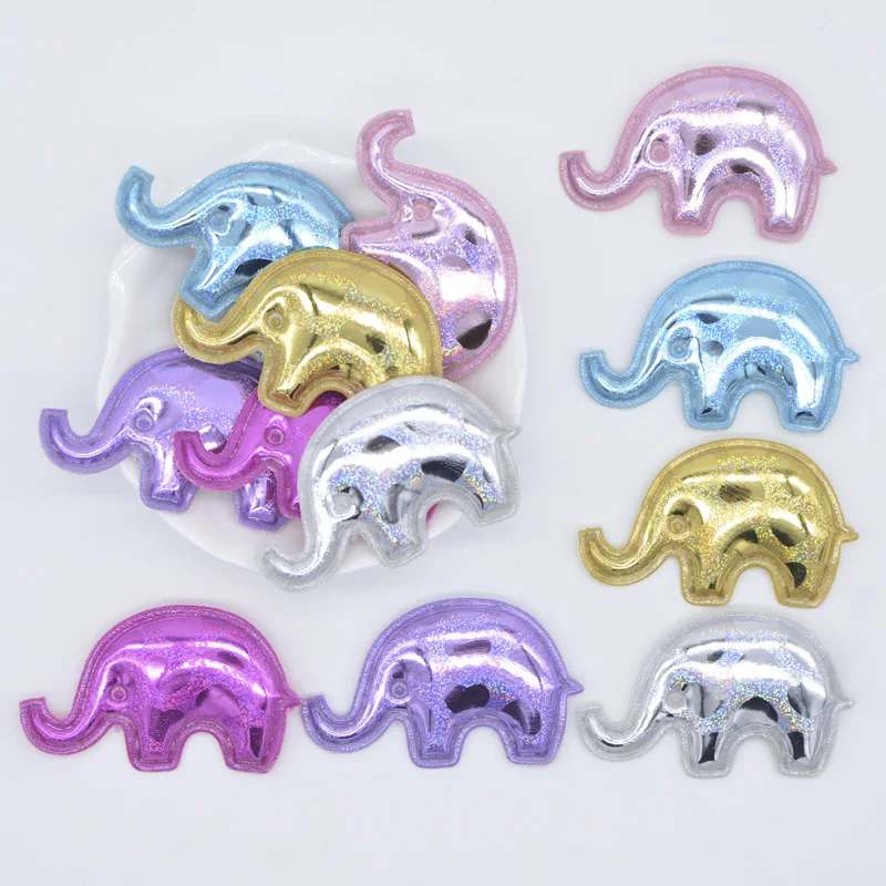 

12Pcs 52*32mm Pads PU Glitter Elephant for DIY Hair Clips Bow Headband Decor Applique Baby Clothes Hat Bag Ornament Patches