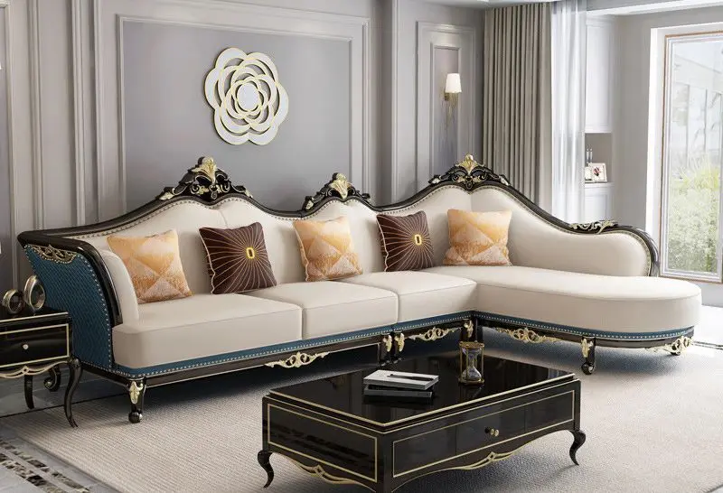 American light luxury solid wood sofa European corner leather sofa combination large and small family living room furniture set
American light luxury solid wood sofa European corner leather sofa combination large and small family living room furniture set