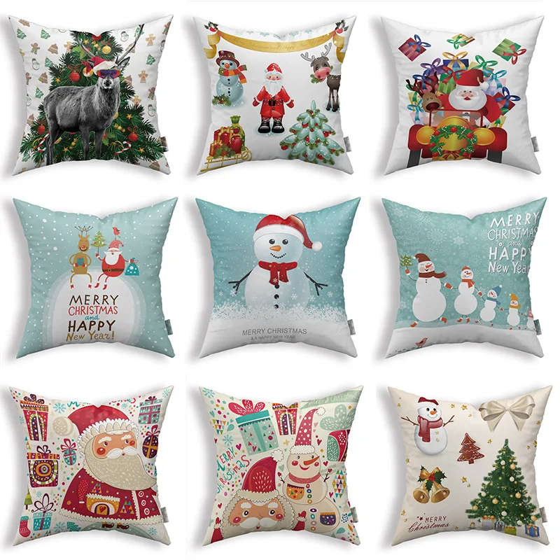 

Home Decoration Santa Claus Christmas Snowman Printing Polyester Pillow Pillow Cushion Cushion funda de almohada