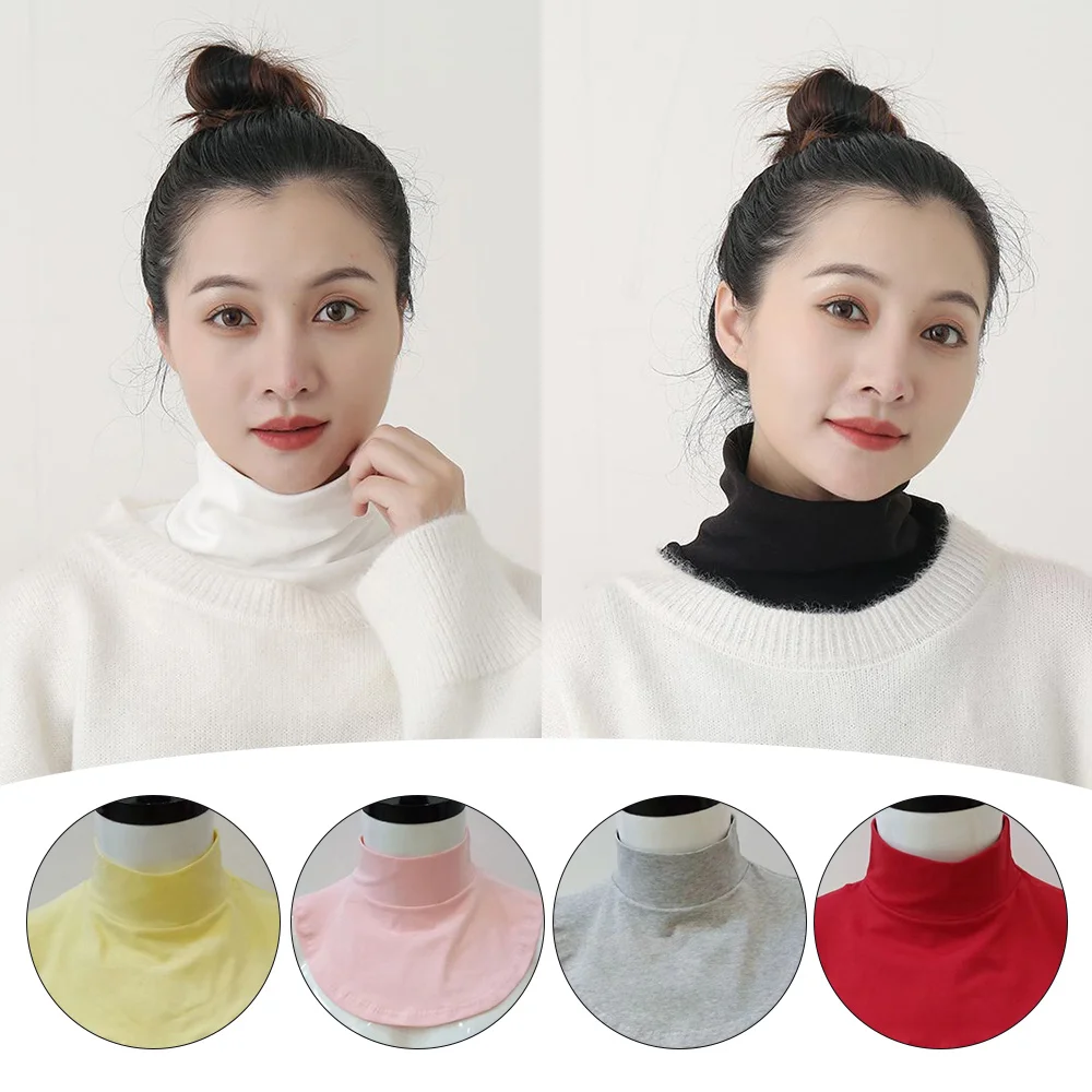 

Fake Collar For Women Men Round Bottoming Dickey False Collar Turtleneck Detachable Cotton Half Top High Neck Cover Loop Scarf