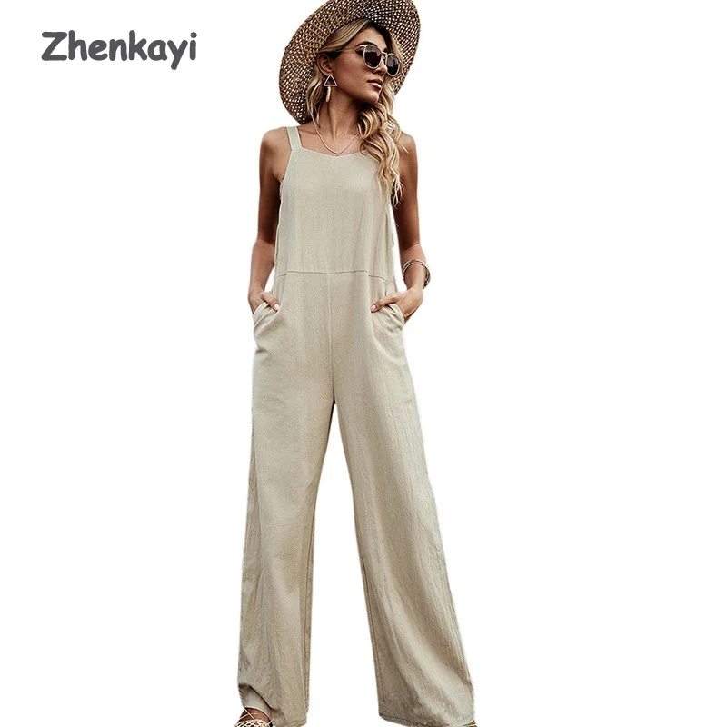 Zhenkayi 2022 Spring and Summer New Solid Color Vest Open Back Adjustable Suspenders Character Long Stitching Loose Jumpsuit
Zhenkayi 2022 Spring and Summer New Solid Color Vest Open Back Adjustable Suspenders Character Long Stitching Loose Jumpsuit
