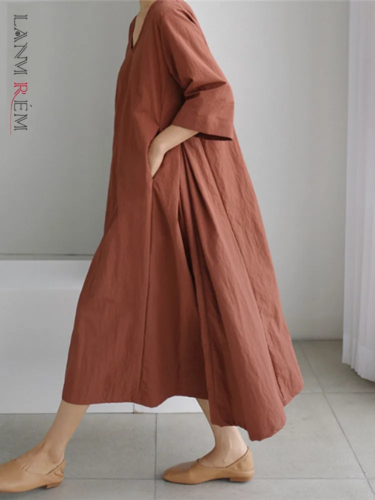 LANMREM Loose Casual Dress Women's Long Length V-neck Cotton And Linen Solid Color Dresses 2022 Summer Autumn 2D5004
LANMREM Loose Casual Dress Women's Long Length V-neck Cotton And Linen Solid Color Dresses 2022 Summer Autumn 2D5004
