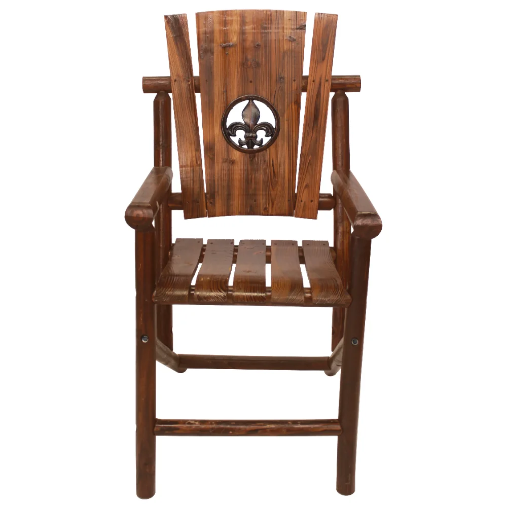 Leigh Country Char-log Outdoor Wood Bar Height Armchair with Fleur De Lis Medallion - Brown
Leigh Country Char-log Outdoor Wood Bar Height Armchair with Fleur De Lis Medallion - Brown