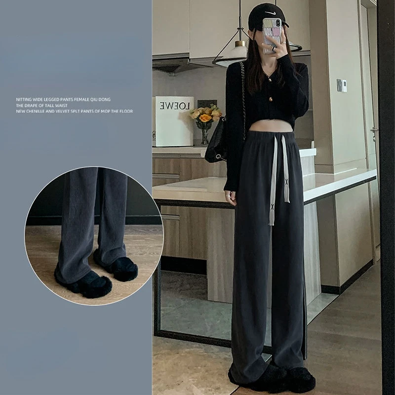 Spring Autumn Winter Fleece Wide-Leg Pants Women 2022 New Loose Casual Chenille Mopping Straight Thickening Trousers Women
Spring Autumn Winter Fleece Wide-Leg Pants Women 2022 New Loose Casual Chenille Mopping Straight Thickening Trousers Women