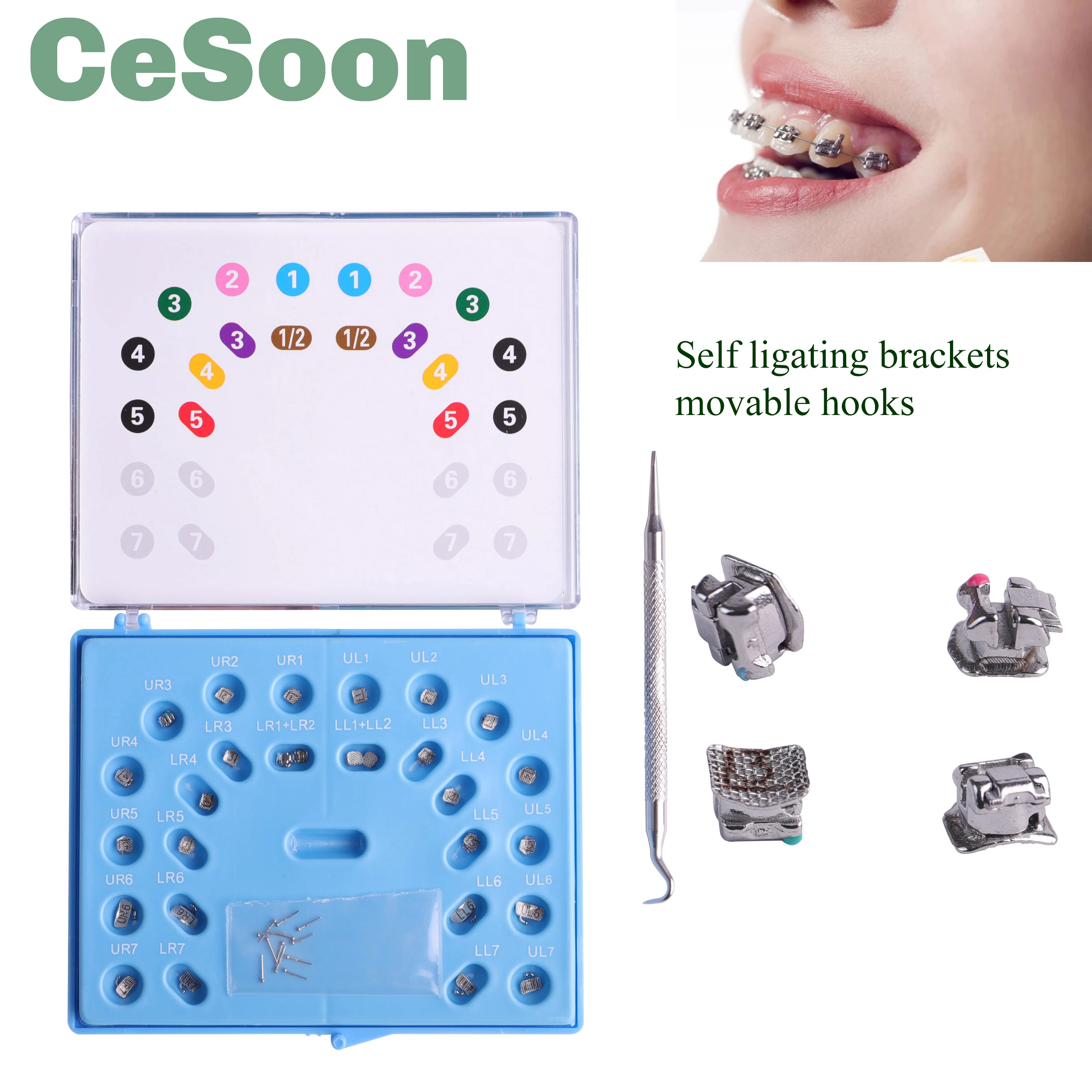 Dental Orthodontic Metal Self Ligating Brackets With Buccal Tubes Roth MBT 022 Damon Q Style Movable Hooks Dentistry Tool
Dental Orthodontic Metal Self Ligating Brackets With Buccal Tubes Roth MBT 022 Damon Q Style Movable Hooks Dentistry Tool