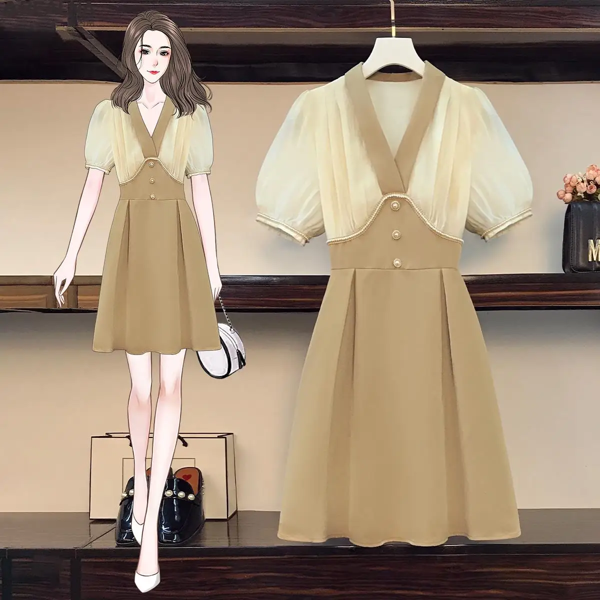Short sleeve summer dress women 2022 French style Sexy V-neck High Street Patchwork dress Elegant A-line ladies mini Vestido 4XL
Short sleeve summer dress women 2022 French style Sexy V-neck High Street Patchwork dress Elegant A-line ladies mini Vestido 4XL