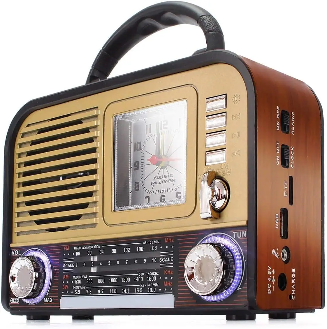 2023 caixinha de som Caixa de Som Rádio Retro Bluetooth USB SD c/Relógio Dourado
2023 caixinha de som Caixa de Som Rádio Retro Bluetooth USB SD c/Relógio Dourado