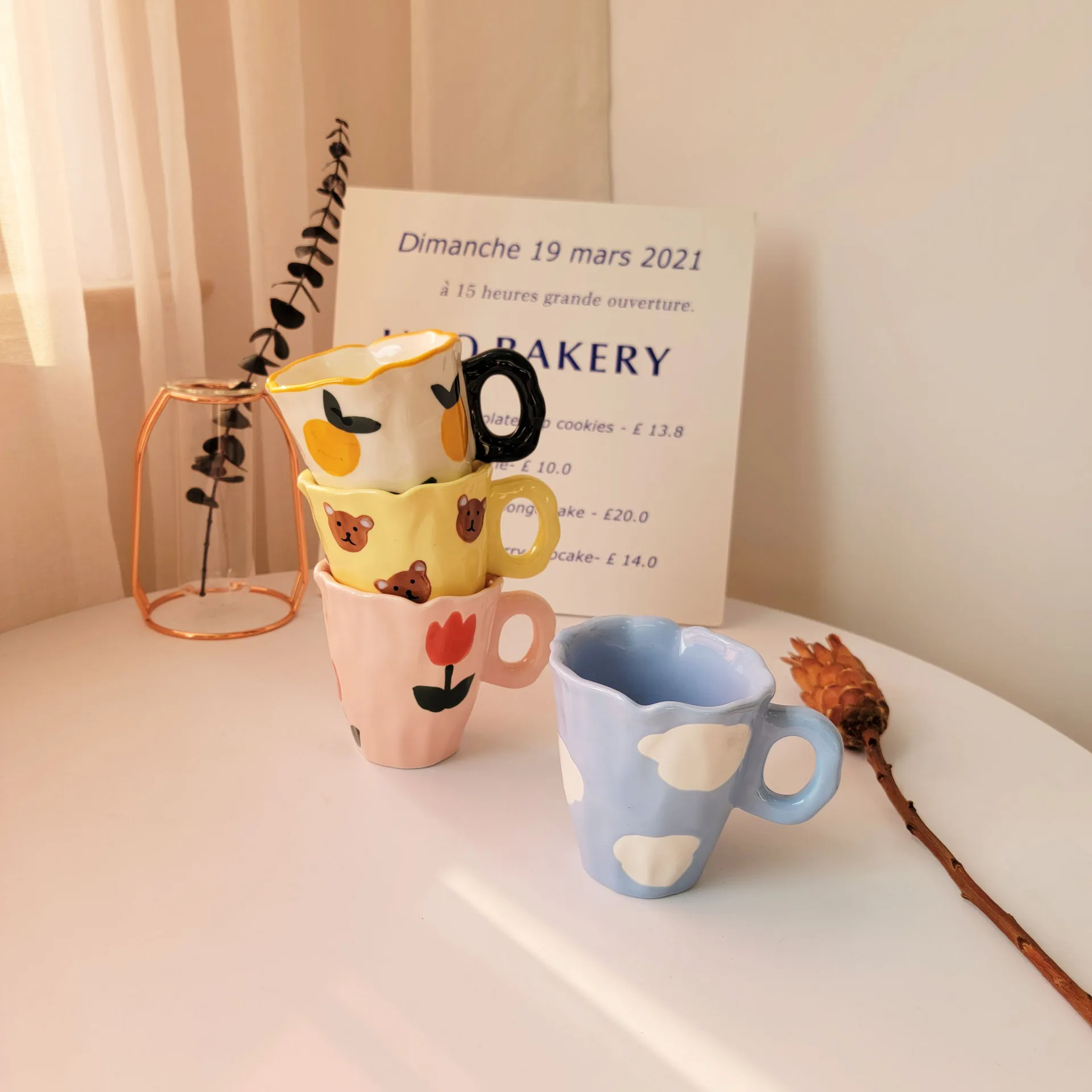 250ML Hand Painted Ceramic Bear mark Cup Tulip Irregular Coffee Mug Cute Bear Household Milk Cup Creative Fashion Birthday Gift
250ML Hand Painted Ceramic Bear mark Cup Tulip Irregular Coffee Mug Cute Bear Household Milk Cup Creative Fashion Birthday Gift