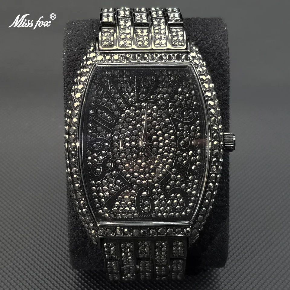MISSFOX Iced Out Men Watches Luxury Full Diamond Black Quartz Watch Hip Hop Stainless Steel Waterproof Tonnea Relogio Masculino
MISSFOX Iced Out Men Watches Luxury Full Diamond Black Quartz Watch Hip Hop Stainless Steel Waterproof Tonnea Relogio Masculino