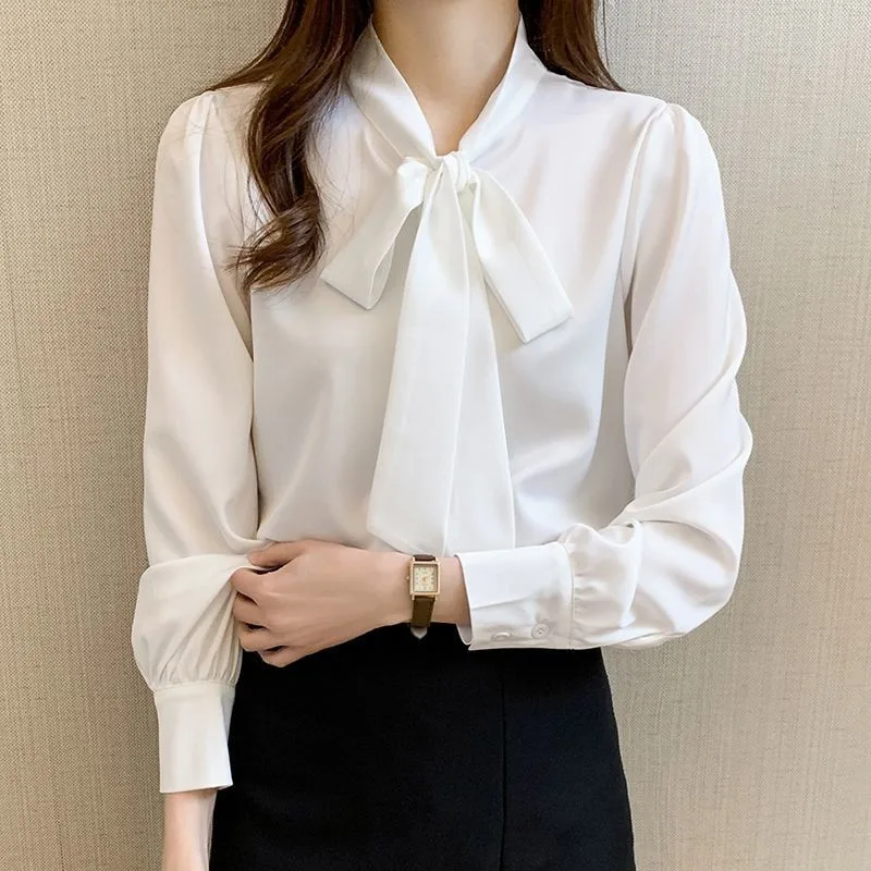 2022 Spring Autumn Bow Chiffon Shirts White Blouse Women Long Sleeves Shirt Loose Temperament Solid Top Elegant Female Blouses
2022 Spring Autumn Bow Chiffon Shirts White Blouse Women Long Sleeves Shirt Loose Temperament Solid Top Elegant Female Blouses
