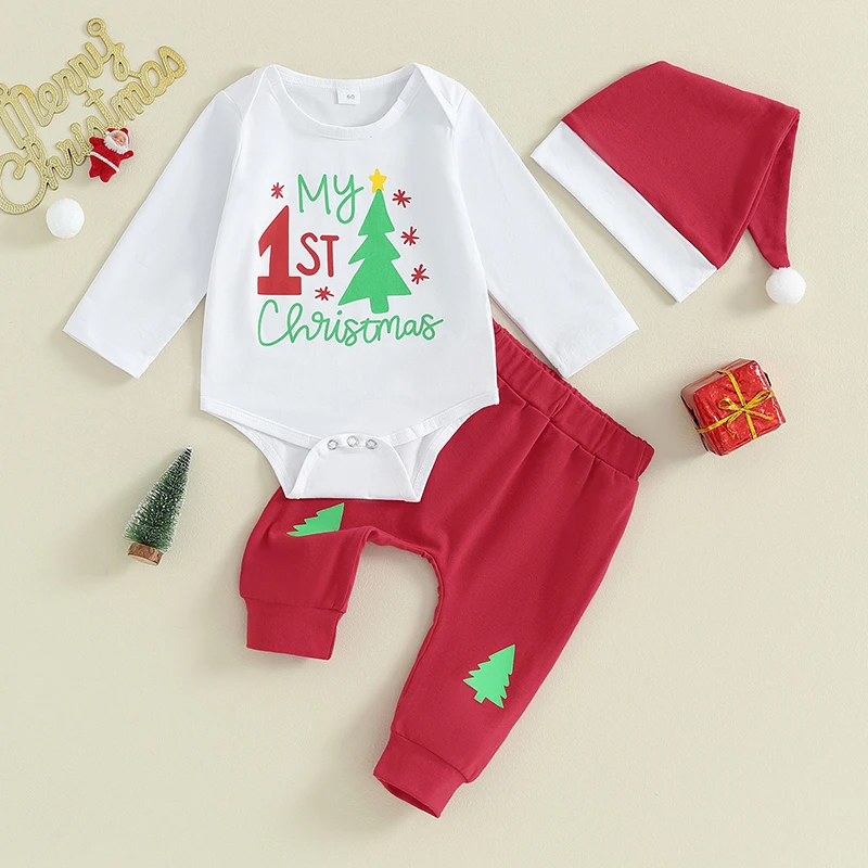 Infant Baby Christmas Clothes Set Letter Print Long Sleeve Round Neck Romper Tree Pattern Pants Hat Xmas Clothing Set
Infant Baby Christmas Clothes Set Letter Print Long Sleeve Round Neck Romper Tree Pattern Pants Hat Xmas Clothing Set