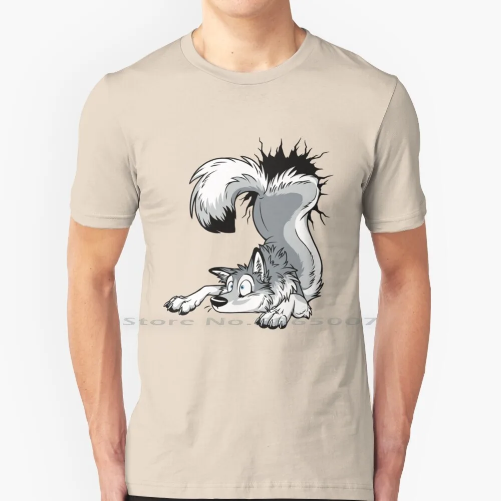 

Un-Stuck Grey Husky T Shirt 100% Cotton Pet Unstuck Wall Furry Animal Surprise Tanidareal Husky Dog Wolf Big Size 6xl Tee Gift