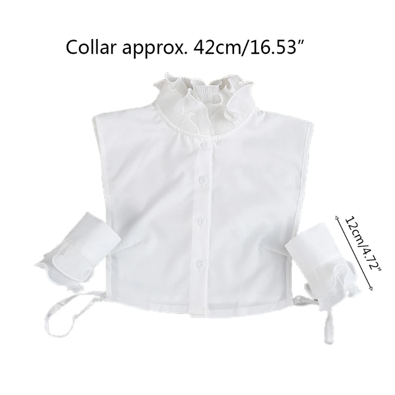 

Women Princess Style Fake Collar with False Sleeves Double Layered Agaric Ruffled Stand-up Half Shirt Dickey Lolita Wrist New