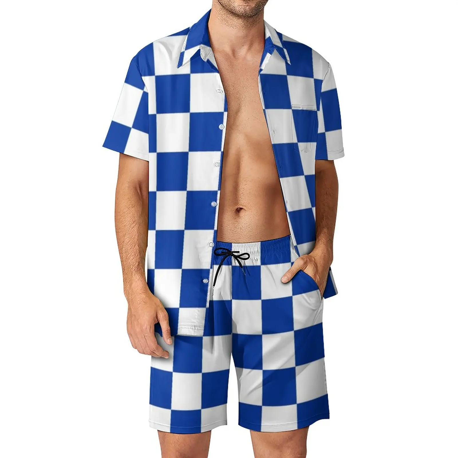 Мужской комплект с шахматным узором, винтажный повседневный комплект из рубашки и шорт с коротким рукавом
Мужской комплект с шахматным узором, винтажный повседневный комплект из рубашки и шорт с коротким рукавом