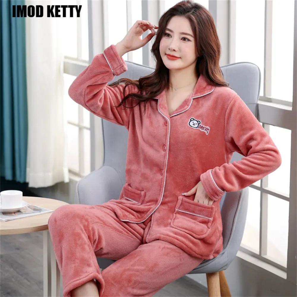 Women Winter Leisure Set 2-pieces Flannel Pajamas Casual Thick Coral Velvet Long Sleeve Thickening Warm Pajamas Home Clothes
Women Winter Leisure Set 2-pieces Flannel Pajamas Casual Thick Coral Velvet Long Sleeve Thickening Warm Pajamas Home Clothes