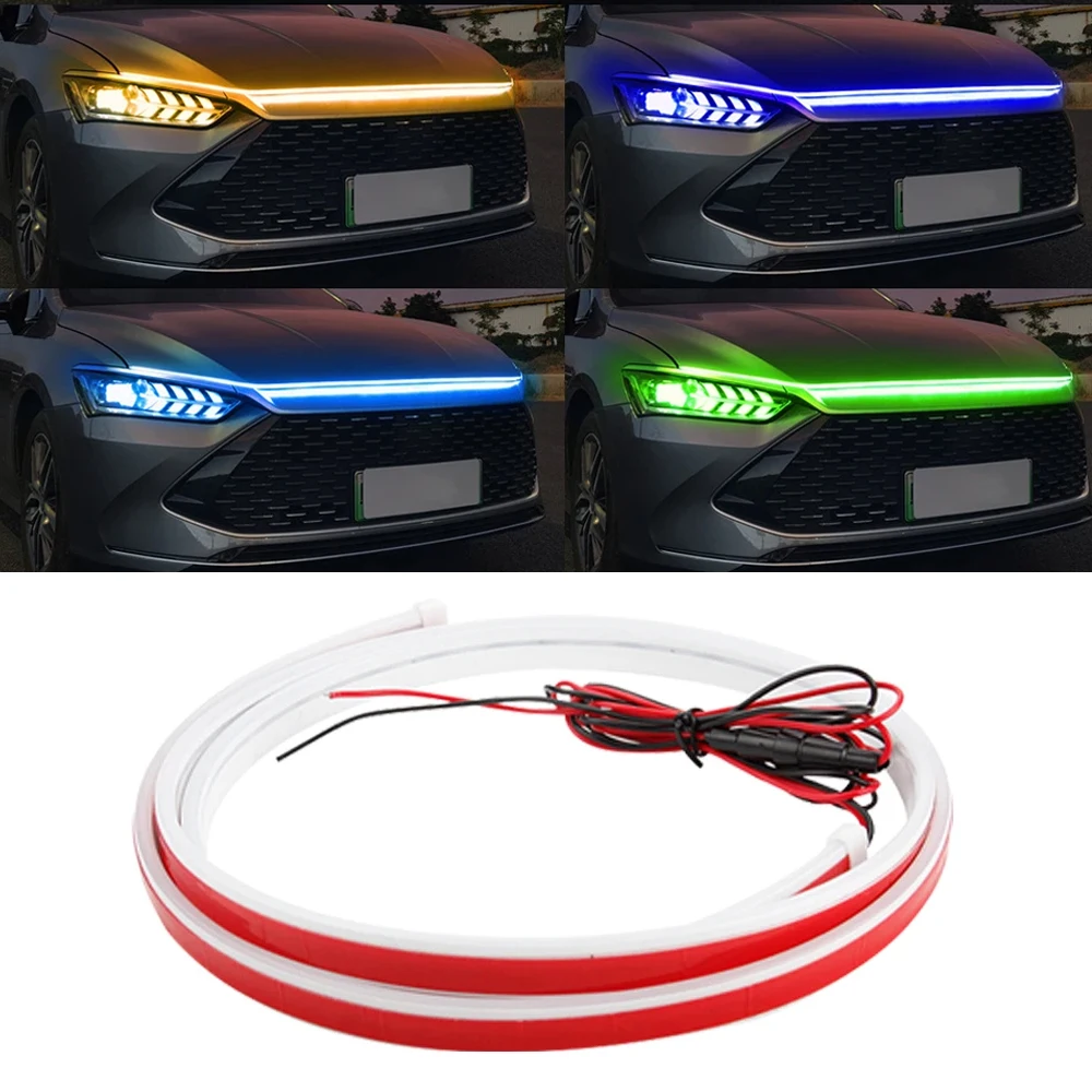 

LED Scan Starting Car Hood Light Strip Auto Engine Hood Guide Decorative Ambient Lamp Daytime Running Neon Atmosphere Lights