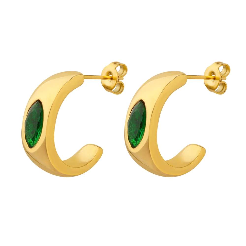 Stainless Steel Geometric Gold Plated Green Zircon Stud Earrings For Women C Shaped Crystal Drop Earrings Fashion Jewelry Gift
Stainless Steel Geometric Gold Plated Green Zircon Stud Earrings For Women C Shaped Crystal Drop Earrings Fashion Jewelry Gift