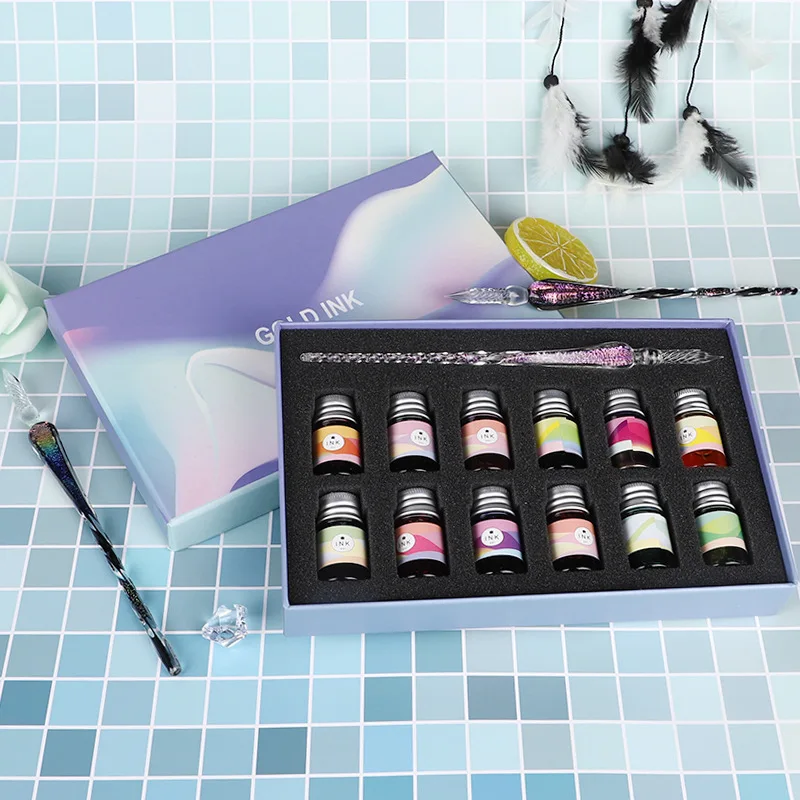 Crystal Glass Pens with Gift Box Student Stationery Kawaii Dip Fountain Pen Office School Supplies Colorful Ink Water Pen
Crystal Glass Pens with Gift Box Student Stationery Kawaii Dip Fountain Pen Office School Supplies Colorful Ink Water Pen