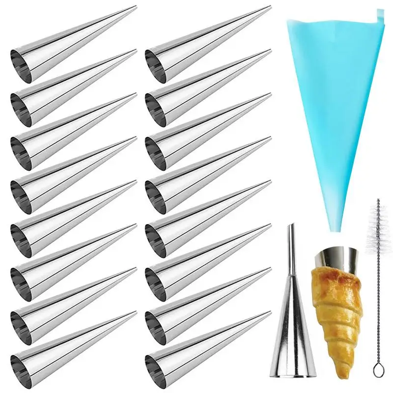 Stainless Steel Cannoli Tubes 19Pcs Non-Stick Screw Croissant Forms Mould Pastry Cream Horn Molds Screw Croissant Pastry Baking
Stainless Steel Cannoli Tubes 19Pcs Non-Stick Screw Croissant Forms Mould Pastry Cream Horn Molds Screw Croissant Pastry Baking