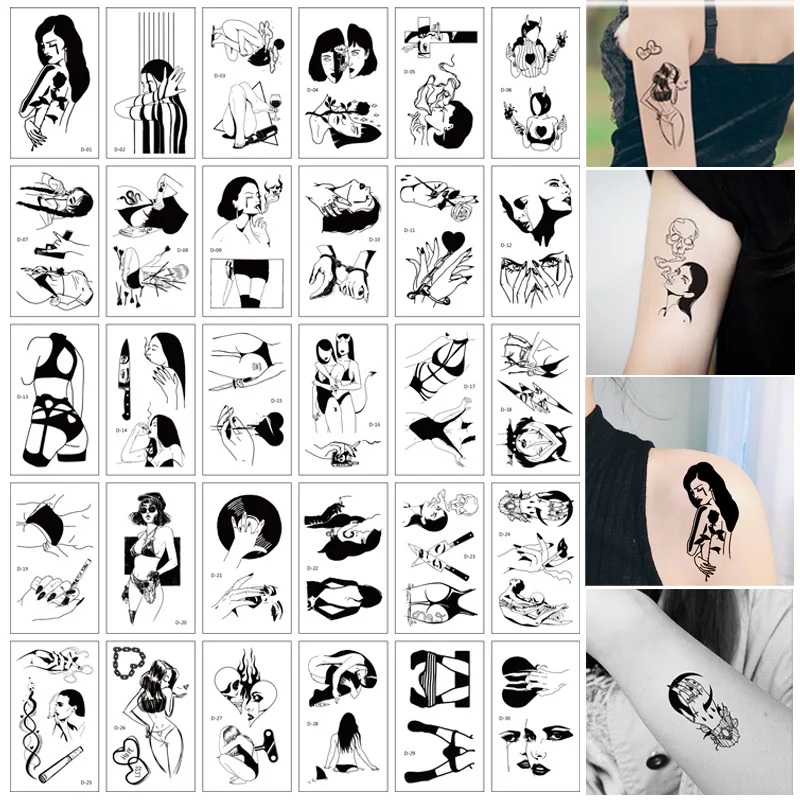 30pcs Korean Ukiyo Painting Temporary Tattoo Stickers Bad Girls Dark Series Men And Women Tattoo Stickers Fashion Tide Brand
30pcs Korean Ukiyo Painting Temporary Tattoo Stickers Bad Girls Dark Series Men And Women Tattoo Stickers Fashion Tide Brand