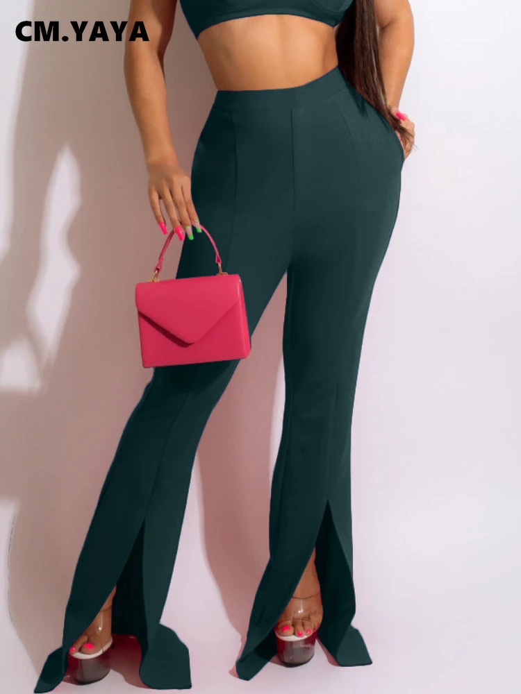 CM.YAYA Elegant Women INS Split Hem Flare High Waist Pants Summer Street Fashion Wide Leg Trousers
CM.YAYA Elegant Women INS Split Hem Flare High Waist Pants Summer Street Fashion Wide Leg Trousers