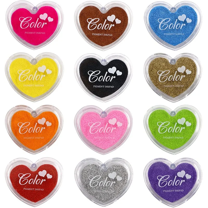12 Colors Heart Shaped Scrapbooking Ink Pads, Bright Color Craft Ink Pad, Washable Finger Ink Pads DIY For Rubber Stamps
12 Colors Heart Shaped Scrapbooking Ink Pads, Bright Color Craft Ink Pad, Washable Finger Ink Pads DIY For Rubber Stamps