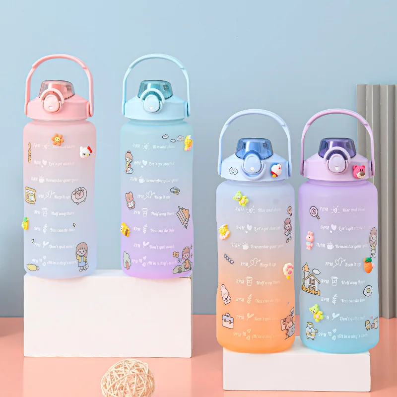 2L Large Capacity Water Bottle Sports Drinking Water Kettle With Time Marker Stickers Outdoor Portable Reusable Plastic Cups
2L Large Capacity Water Bottle Sports Drinking Water Kettle With Time Marker Stickers Outdoor Portable Reusable Plastic Cups