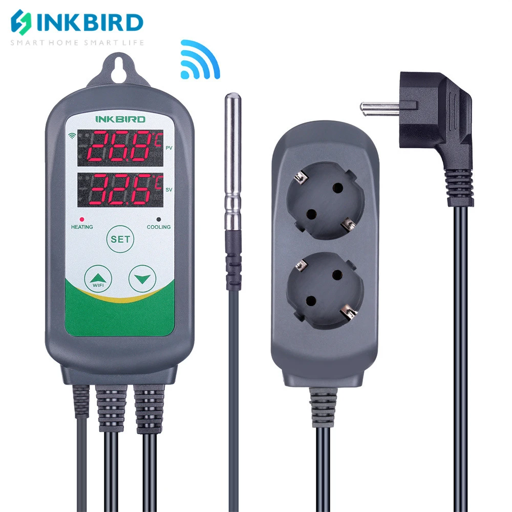 INKBIRD Digital Temperature Controller ITC-308-WIFI Outlet Thermostat,2-stage,2200W, w/Sensor For Carboy, Fermenter, Greenhouse
INKBIRD Digital Temperature Controller ITC-308-WIFI Outlet Thermostat,2-stage,2200W, w/Sensor For Carboy, Fermenter, Greenhouse