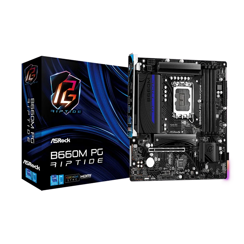 ASROCK B660M PG Riptide Micro ATX Intel B660 DDR4 PCIe 4.0 x16, USB 3.2 Gen 128G Support 12 gen LGA 1700 CPU Motherboard
ASROCK B660M PG Riptide Micro ATX Intel B660 DDR4 PCIe 4.0 x16, USB 3.2 Gen 128G Support 12 gen LGA 1700 CPU Motherboard